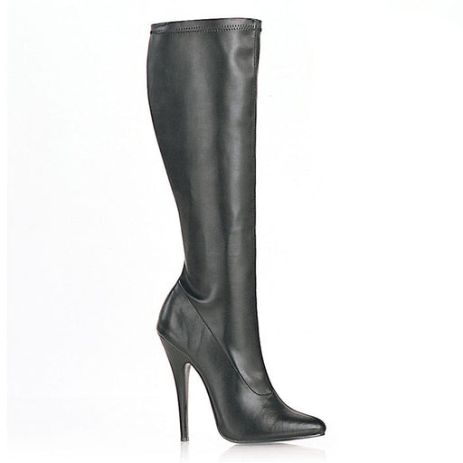 Devious DOMINA-2000 Knee High Boot (Black Stretch Pu)