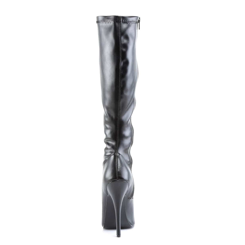 Devious DOMINA-2000 Knee High Boot (Black Stretch Pu)