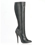 Devious DOMINA-2000 Knee High Boot (Black Stretch Pu)
