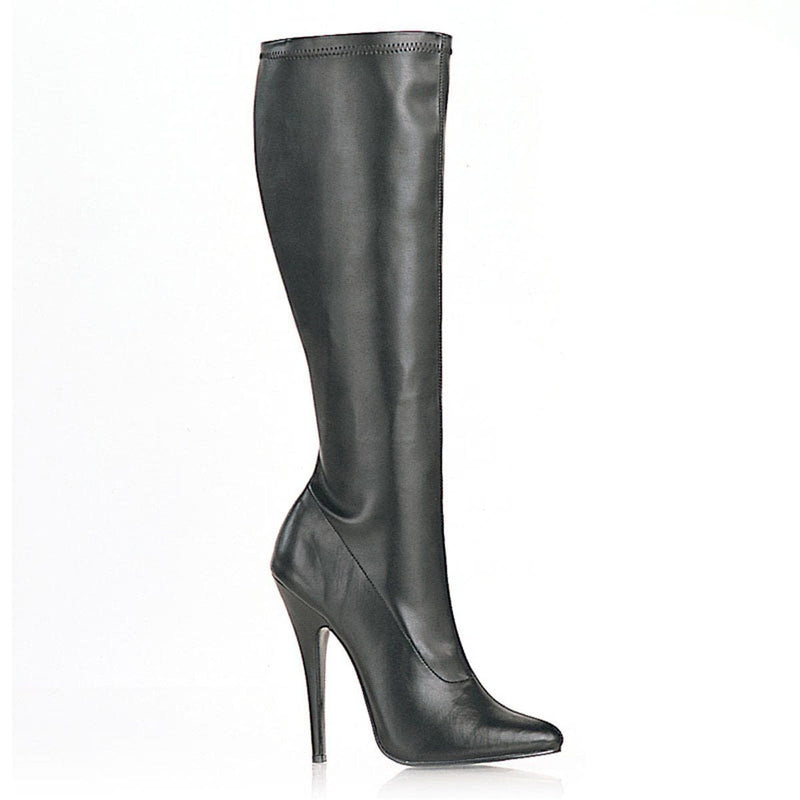 Devious DOMINA-2000 Knee High Boot (Black Stretch Pu)