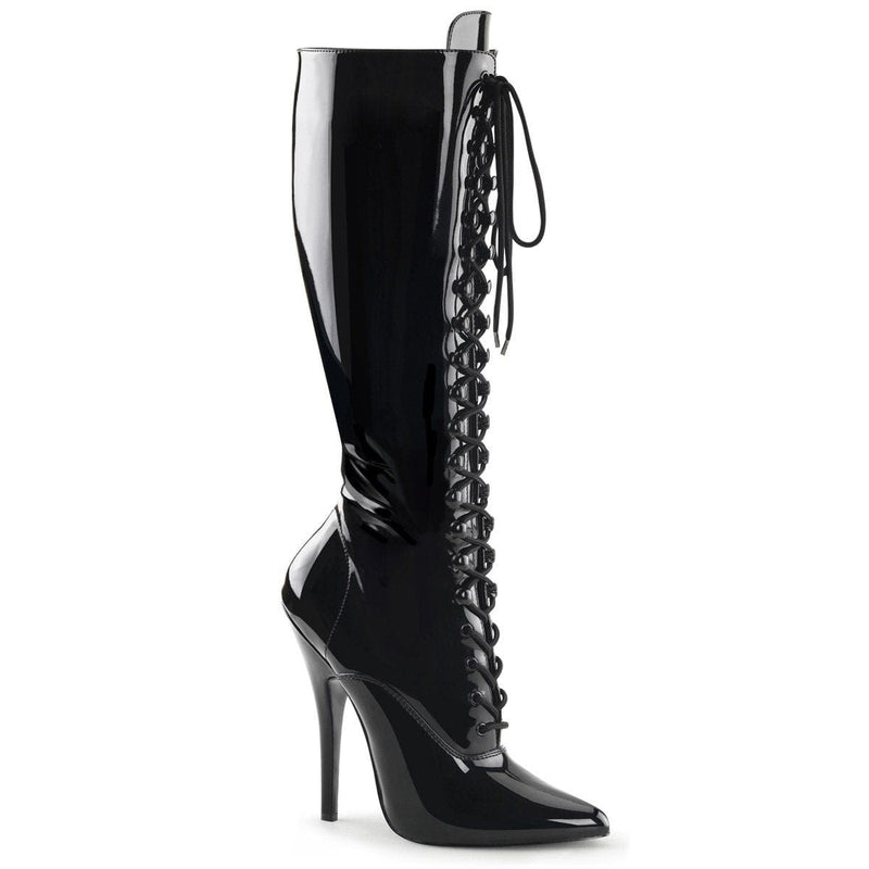 Devious DOMINA-2020 Knee High Boot (Black Patent)