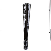 Devious DOMINA-3000 Thigh High Boot (Black Stretch Patent)
