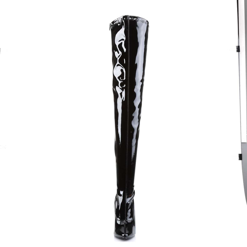 Devious DOMINA-3000 Thigh High Boot (Black Stretch Patent)