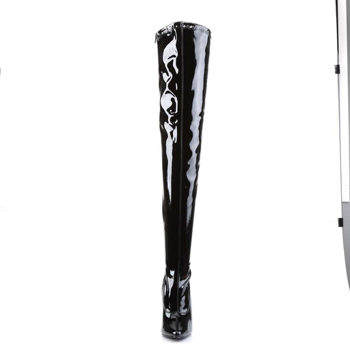 Devious DOMINA-3000 Thigh High Boot (Black Stretch Patent)