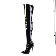 Devious DOMINA-3000 Thigh High Boot (Black Stretch Patent)