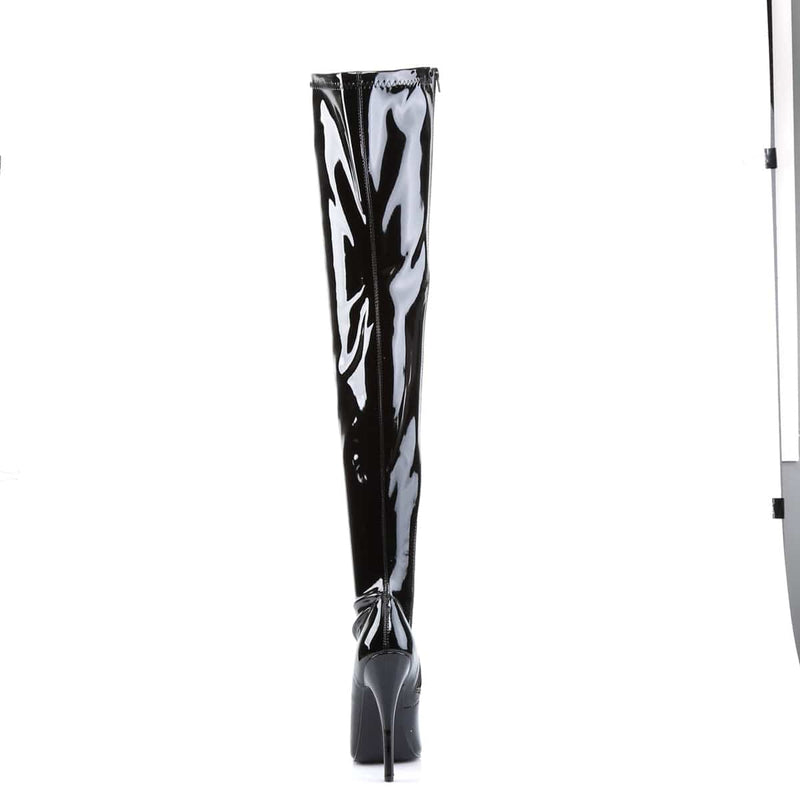 Devious DOMINA-3000 Thigh High Boot (Black Stretch Patent)