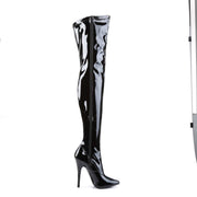 Devious DOMINA-3000 Thigh High Boot (Black Stretch Patent)