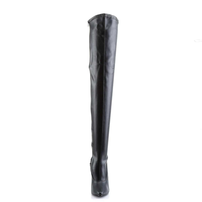 Devious DOMINA-3000 Thigh High Boot (Black Stretch Pu)