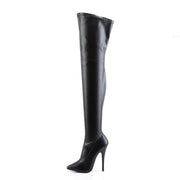 Devious DOMINA-3000 Thigh High Boot (Black Stretch Pu)