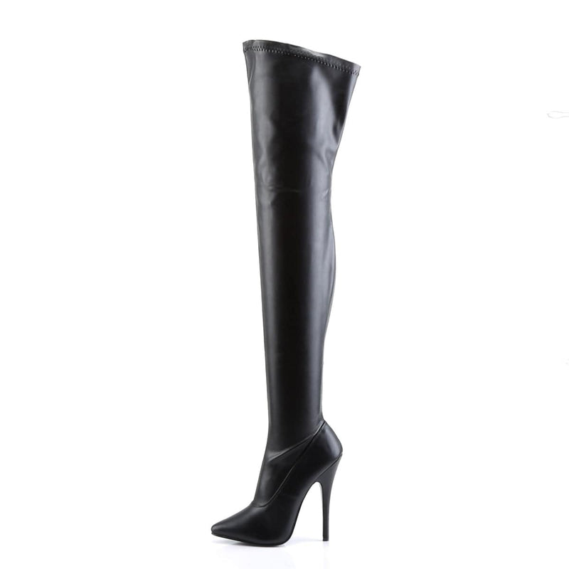 Devious DOMINA-3000 Thigh High Boot (Black Stretch Pu)