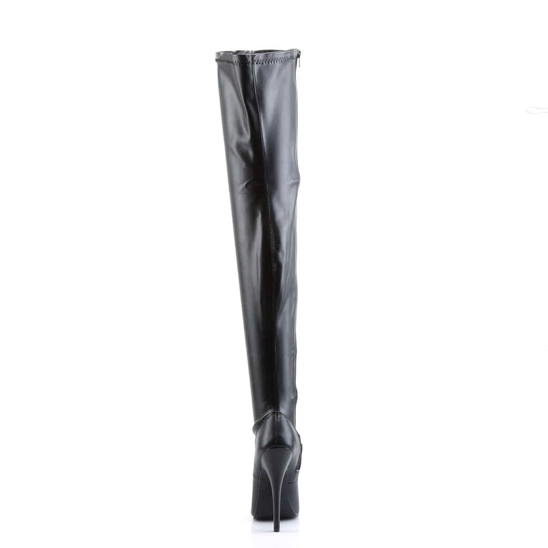 Devious DOMINA-3000 Thigh High Boot (Black Stretch Pu)