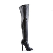 Devious DOMINA-3000 Thigh High Boot (Black Stretch Pu)