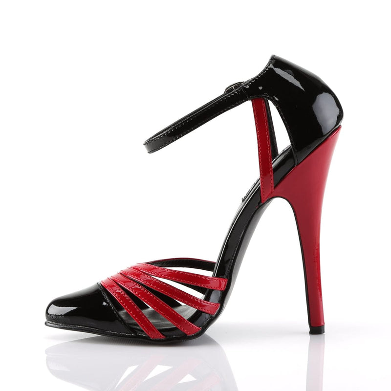 Devious DOMINA-412 Sandal (Black Red  Patent)