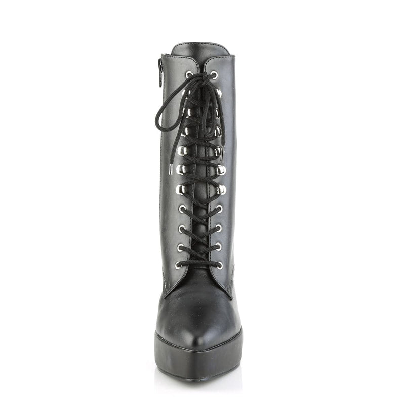 Devious INDULGE-1020 Ankle Boot (Black Faux Leather)