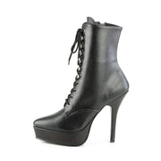 Devious INDULGE-1020 Ankle Boot (Black Faux Leather)