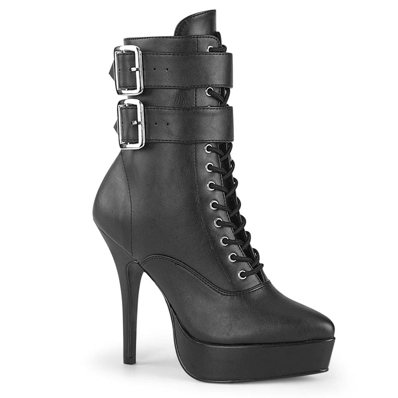 Devious INDULGE-1026 Ankle Boot (Black Faux Leather)