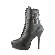 Devious INDULGE-1026 Ankle Boot (Black Faux Leather)