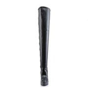 Devious INDULGE-3000 Thigh High Boot (Black Stretch Pu)