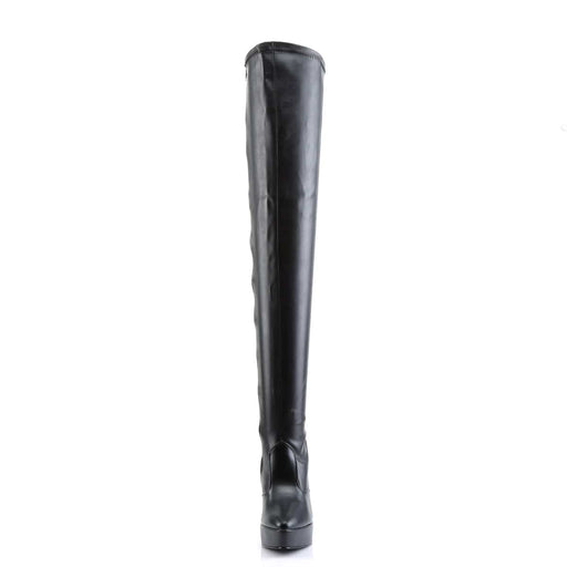 Devious INDULGE-3000 Thigh High Boot (Black Stretch Pu)