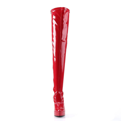Devious INDULGE-3000 Thigh High Boot (Red Stretch Patent)