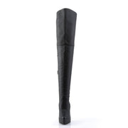 Devious INDULGE-3011 Thigh High Boot (Black Leather (P))