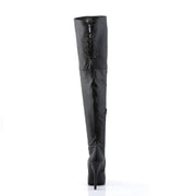 Devious INDULGE-3011 Thigh High Boot (Black Leather (P))