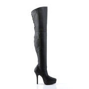 Devious INDULGE-3011 Thigh High Boot (Black Leather (P))