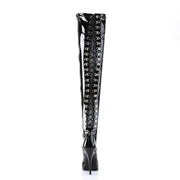 Devious INDULGE-3063 Thigh High Boot (Black Stretch Patent)