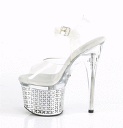 DISCOLITE-708FLP Clear/Silver Chrome Platform Sandal Pleaser US Size (Women's): 5