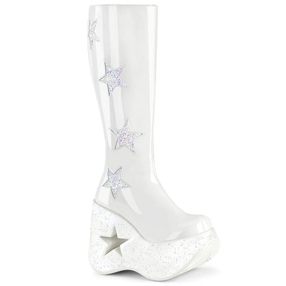 DYNAMITE-218 White Patent-White Multi Glitter