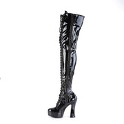 ELECTRA-3023 Black Stretch Patent/Black Thigh Boot Pleaser US Size (Women's): 6