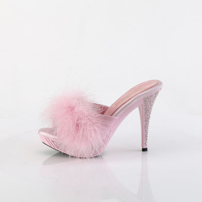 ELEGANT-401F Baby Pink Marabou-Faux Leather/Baby Pink