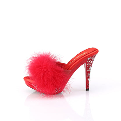 ELEGANT-401F Red Marabou-Faux Leather/Red