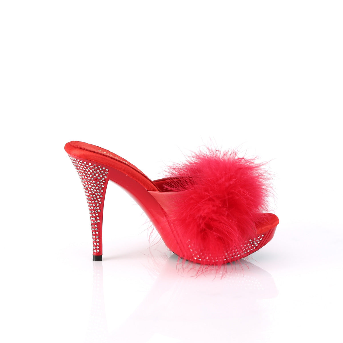 ELEGANT-401F Red Marabou-Faux Leather/Red