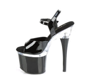 ESTEEM-709 Black Patent/Clear-Black Platform Sandal Pleaser US Size (Women's): 5