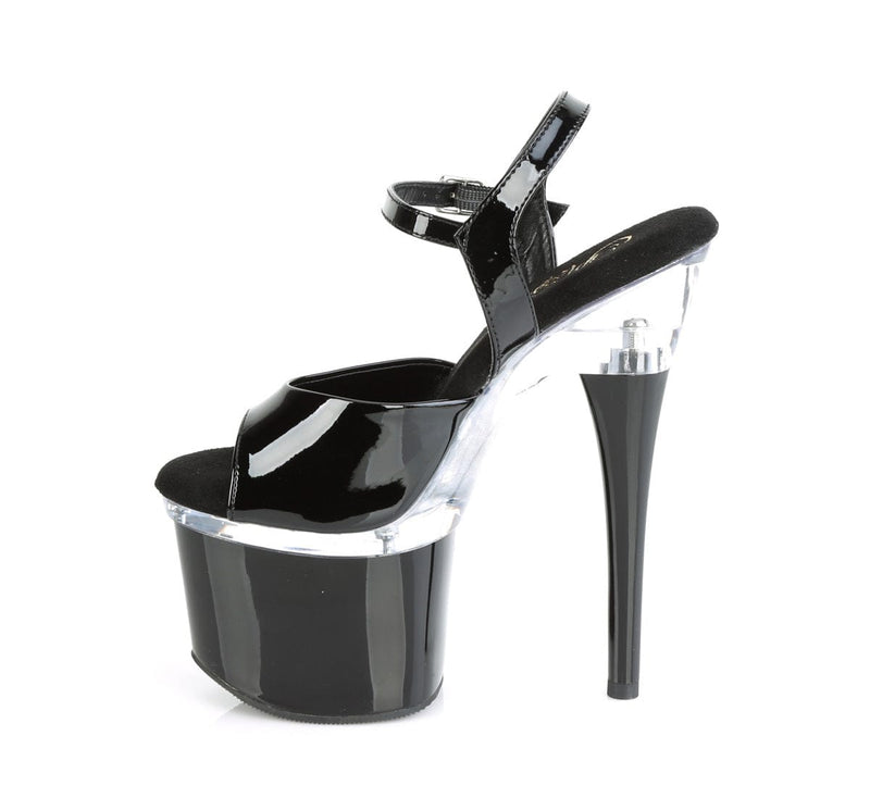 ESTEEM-709 Black Patent/Clear-Black Platform Sandal Pleaser US Size (Women's): 5