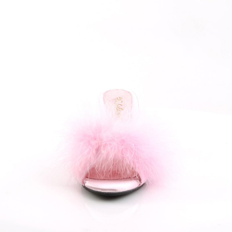Fabulicious BELLE-301F Slide (Baby Pink Pu-Fur/Clear)