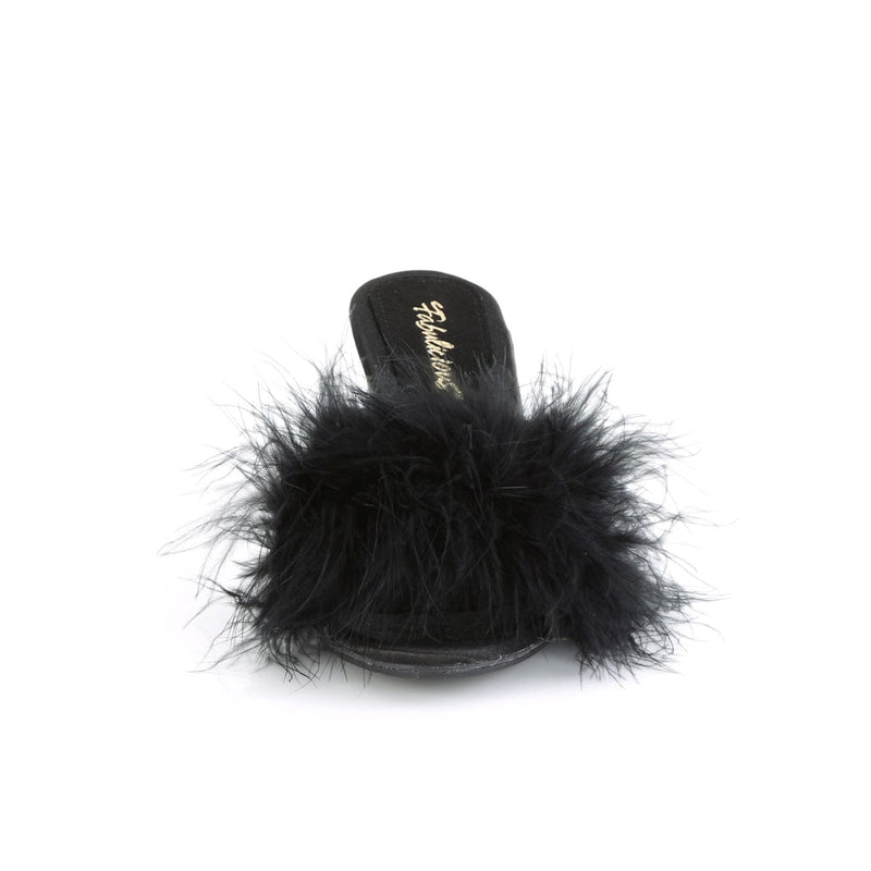 Fabulicious BELLE-301F Slide (Black Pu-Fur/Clear)
