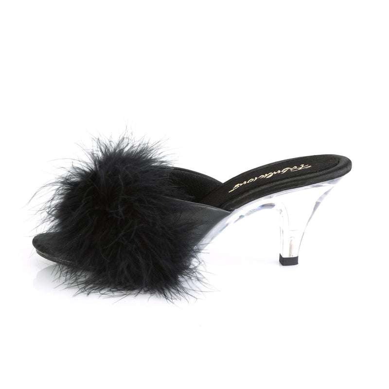 Fabulicious BELLE-301F Slide (Black Pu-Fur/Clear)