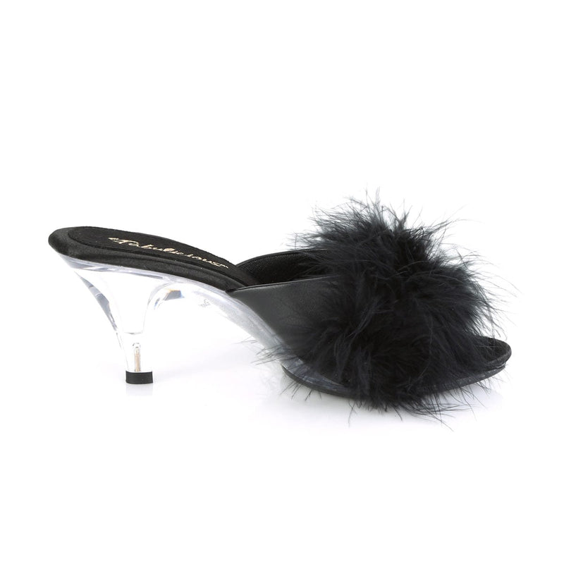 Fabulicious BELLE-301F Slide (Black Pu-Fur/Clear)