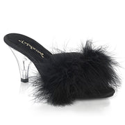 Fabulicious BELLE-301F Slide (Black Pu-Fur/Clear)