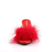 Fabulicious BELLE-301F Slide (Red Pu-Fur/Clear)