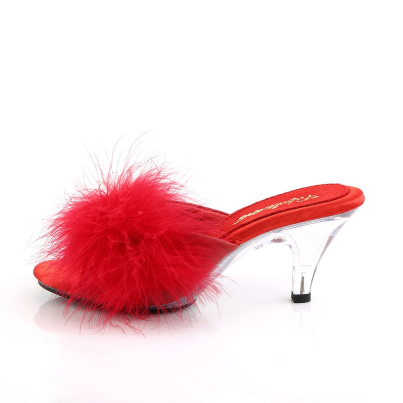 Fabulicious BELLE-301F Slide (Red Pu-Fur/Clear)