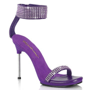 Fabulicious CHIC-40 Sandal (Purple Faux Leather-Rhinestone/Purple)