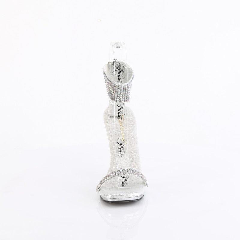 Fabulicious CHIC-40 Sandal (Silver Shimmery Fabric-Rhinestone/Silver)