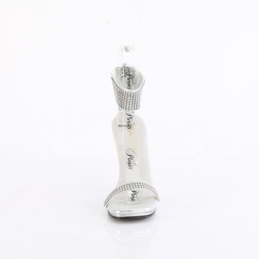 Fabulicious CHIC-40 Sandal (Silver Shimmery Fabric-Rhinestone/Silver)