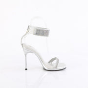 Fabulicious CHIC-40 Sandal (Silver Shimmery Fabric-Rhinestone/Silver)