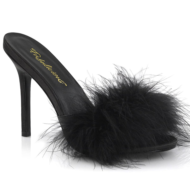 Fabulicious CLASSIQUE-01F Mule / Slide (Black Pu-Fur)