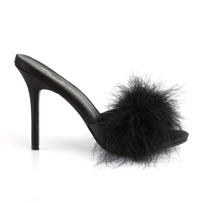 Fabulicious CLASSIQUE-01F Mule / Slide (Black Pu-Fur)