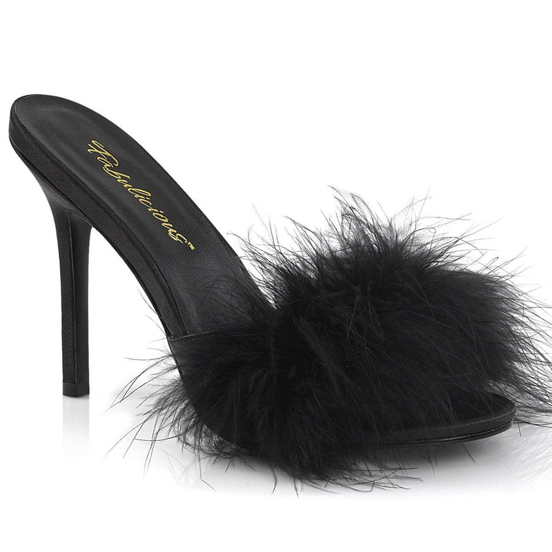 Fabulicious CLASSIQUE-01F Mule / Slide (Black Pu-Fur)